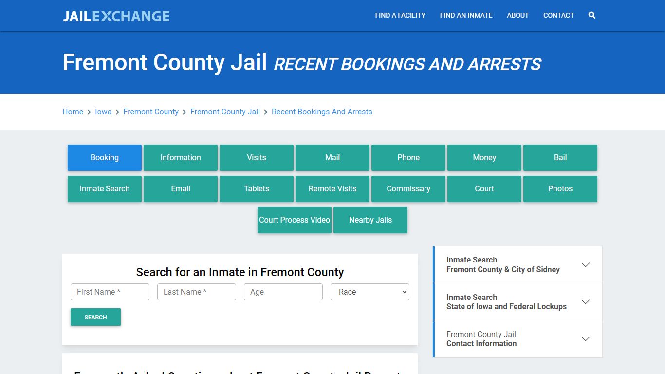 Fremont County Jail IA Recent Arrests and Bookings - Jail Exchange